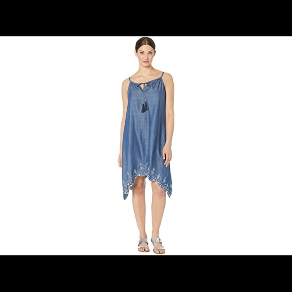 Tommy Bahama chambray scallop edge dress